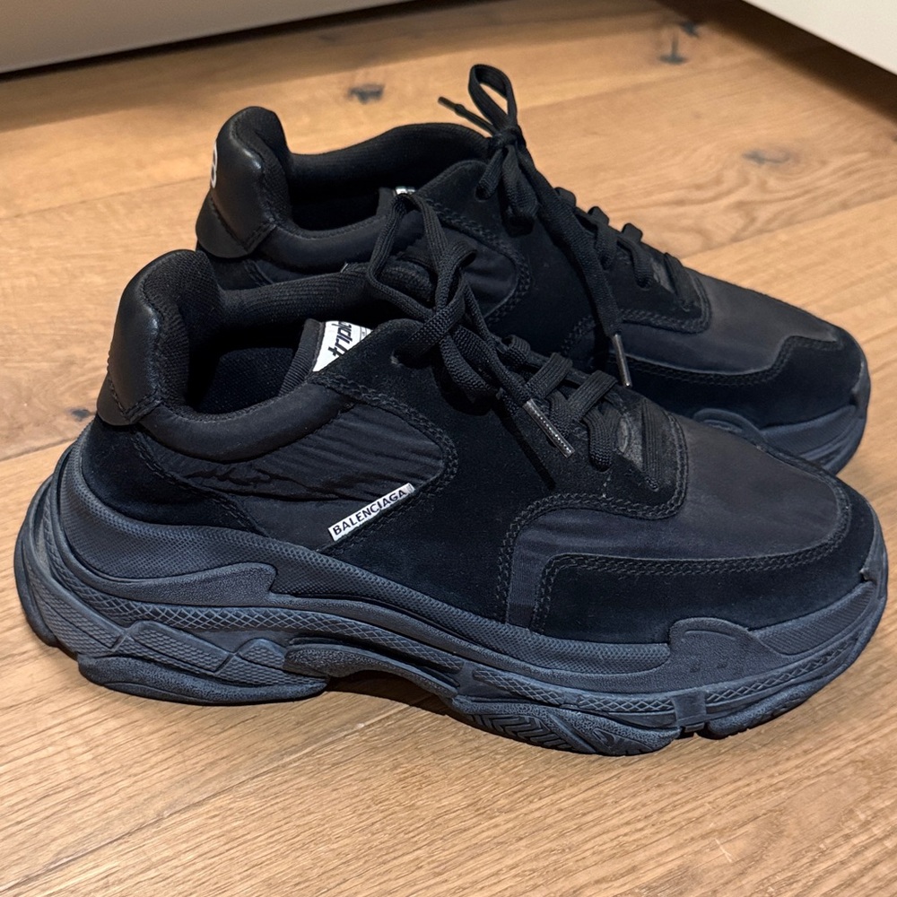 Balenciaga Black Suede and Nylon Triple S Sneakers - Size 39 (Size 9)